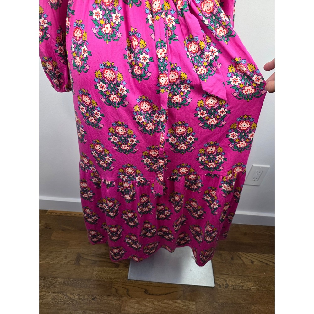 Boden Willow Tiered Jersey Dress Pink Floral Maxi Long Sleeve Modest 8R D1230 - Picture 7 of 10